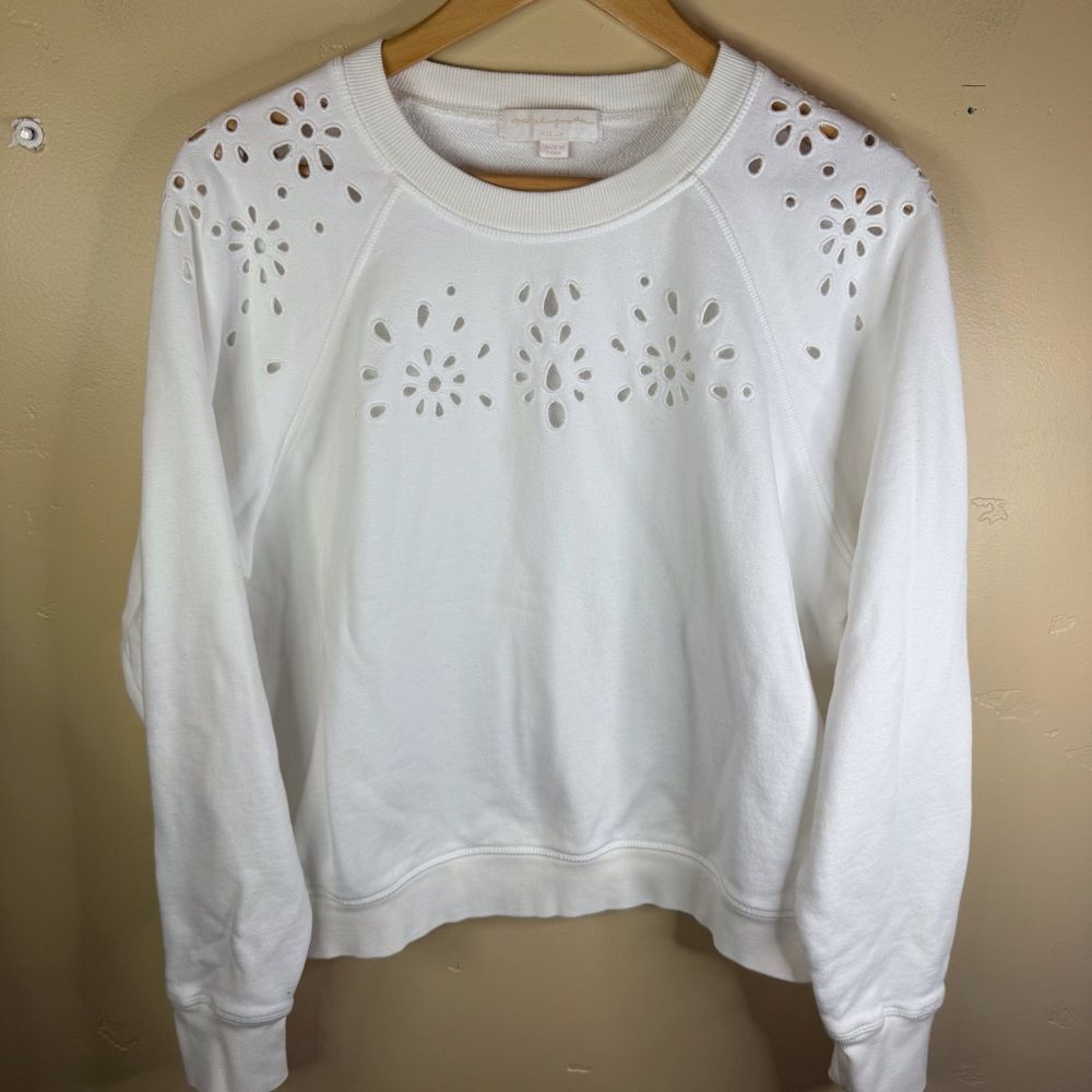 Spiritual Gangster Bridget Raglan Floral White Eyelet‎ Size Medium Activewear